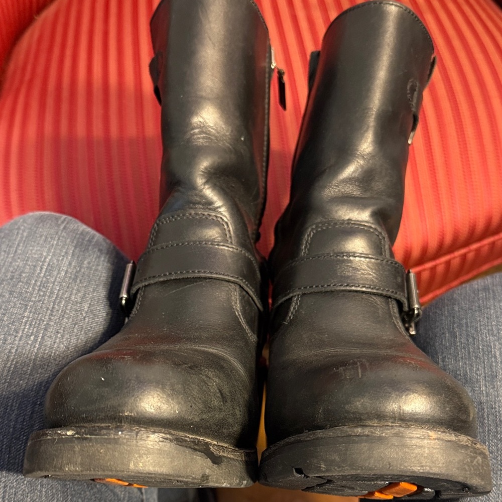 Harley-Davidson Black Leather Buckle Motorcycle Boots - Women SZ 9 - Picture 5 of 5